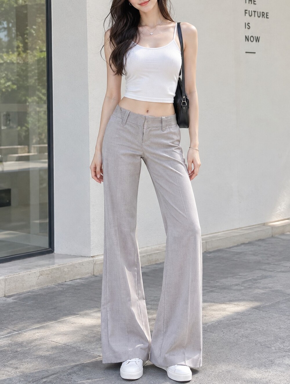 NWT*Stooshy Women's Light Beige Boot Cut Dress Pants